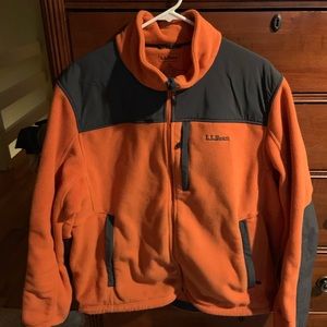 LL Bean Orange Fleece zip up coat
